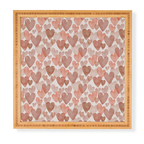 Menina Lisboa Watercolor Red Hearts Framed Wall Art