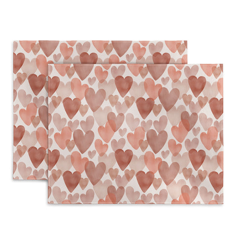 Menina Lisboa Watercolor Red Hearts Placemat