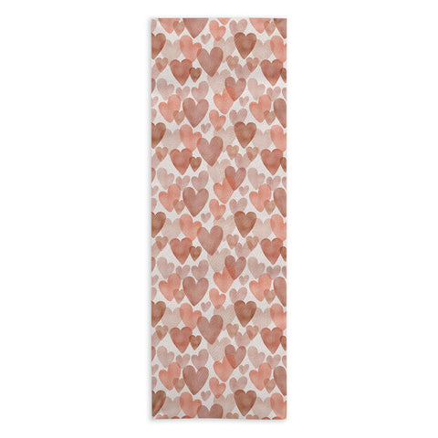 Menina Lisboa Watercolor Red Hearts Yoga Towel