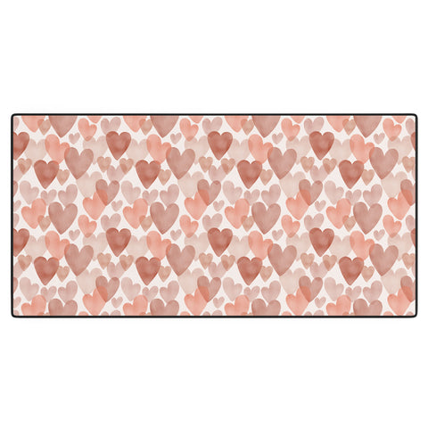 Menina Lisboa Watercolor Red Hearts Desk Mat