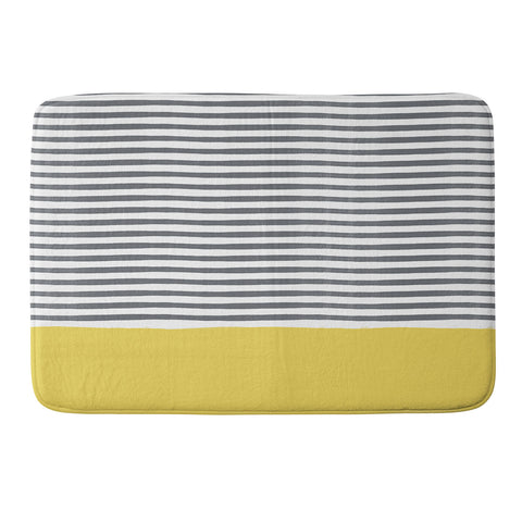 Menina Lisboa Watercolour Stripes Mustard Memory Foam Bath Mat