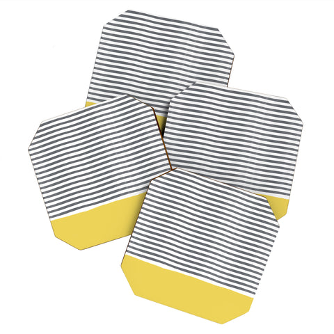 Menina Lisboa Watercolour Stripes Mustard Coaster Set