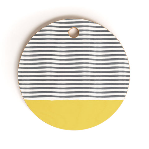 Menina Lisboa Watercolour Stripes Mustard Cutting Board Round