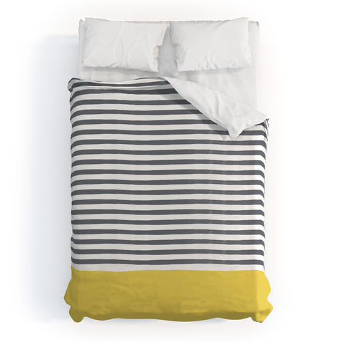 Menina Lisboa Watercolour Stripes Mustard Duvet Cover