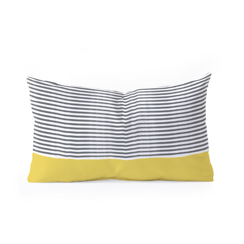 Menina Lisboa Watercolour Stripes Mustard Oblong Throw Pillow