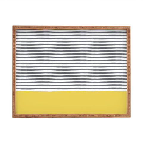 Menina Lisboa Watercolour Stripes Mustard Rectangular Tray