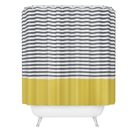Menina Lisboa Watercolour Stripes Mustard Shower Curtain