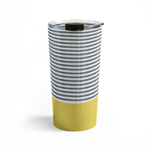 Menina Lisboa Watercolour Stripes Mustard Travel Mug