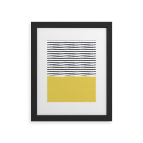 Menina Lisboa Watercolour Stripes Mustard Framed Art Print