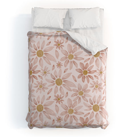 Menina Lisboa Wild Pink Daisies Duvet Cover