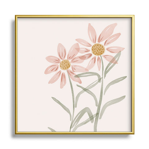 Menina Lisboa Wild Pink Daisies Square Metal Framed Art Print