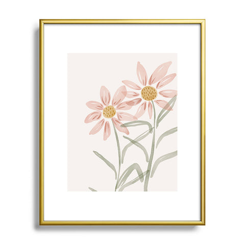 Menina Lisboa Wild Pink Daisies Metal Framed Art Print