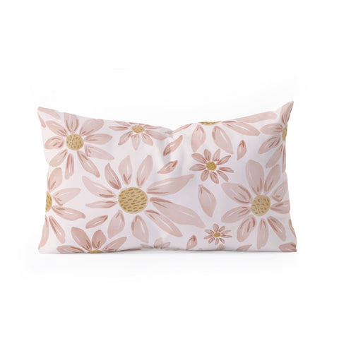 Menina Lisboa Wild Pink Daisies Oblong Throw Pillow