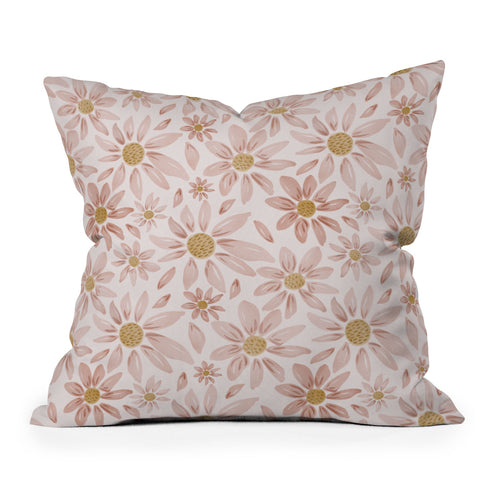 Menina Lisboa Wild Pink Daisies Throw Pillow