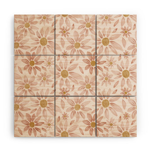 Menina Lisboa Wild Pink Daisies Wood Wall Mural