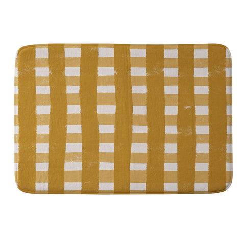 Menina Lisboa Yellow Checkers Memory Foam Bath Mat
