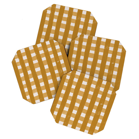 Menina Lisboa Yellow Checkers Coaster Set