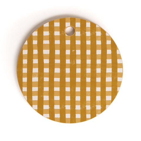 Menina Lisboa Yellow Checkers Cutting Board Round