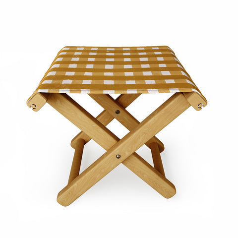 Menina Lisboa Yellow Checkers Folding Stool