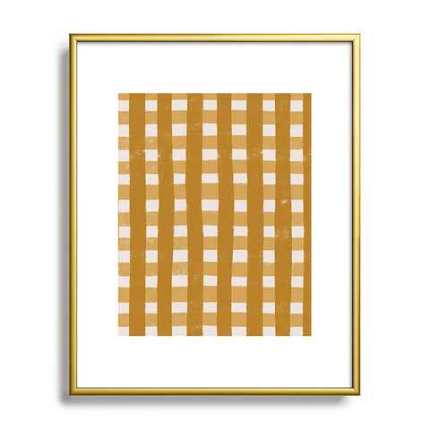 Menina Lisboa Yellow Checkers Metal Framed Art Print