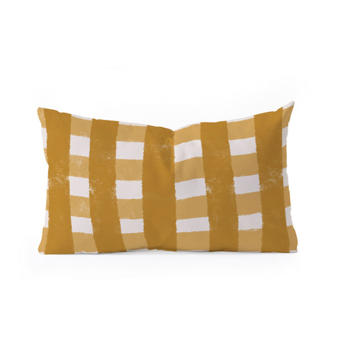 Menina Lisboa Yellow Checkers Oblong Throw Pillow
