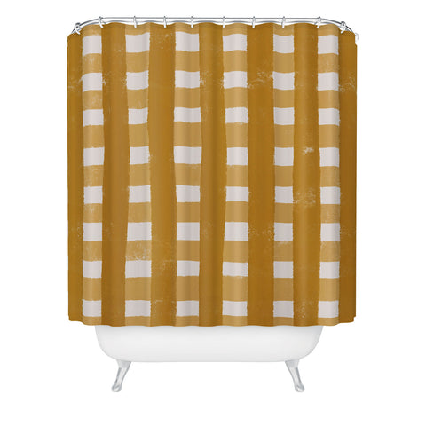 Menina Lisboa Yellow Checkers Shower Curtain