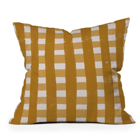 Menina Lisboa Yellow Checkers Outdoor Throw Pillow