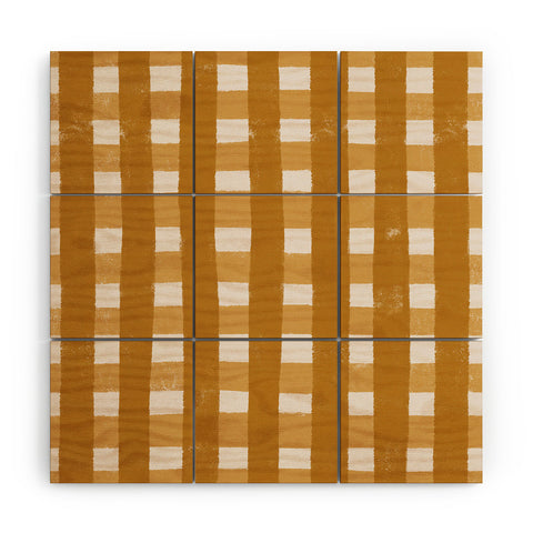 Menina Lisboa Yellow Checkers Wood Wall Mural