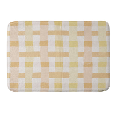 Menina Lisboa Yellow Pink Gingham Memory Foam Bath Mat