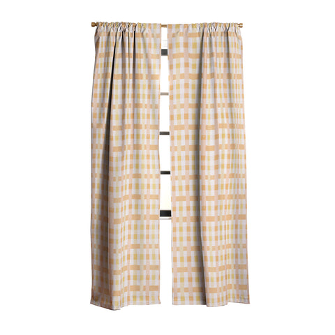 Menina Lisboa Yellow Pink Gingham Blackout Window Curtain