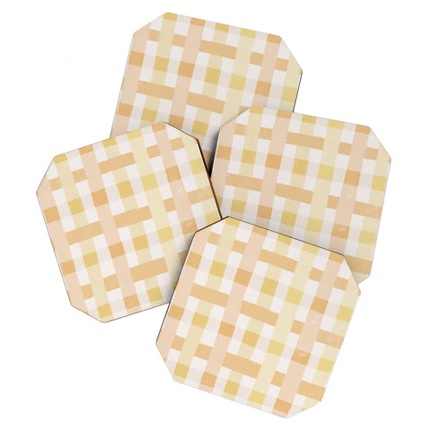 Menina Lisboa Yellow Pink Gingham Coaster Set