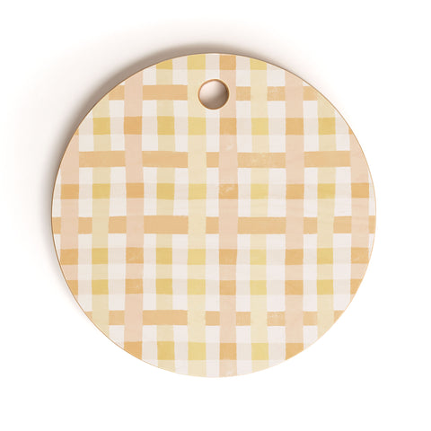 Menina Lisboa Yellow Pink Gingham Cutting Board Round