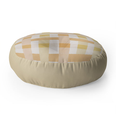 Menina Lisboa Yellow Pink Gingham Floor Pillow Round