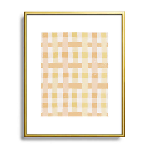 Menina Lisboa Yellow Pink Gingham Metal Framed Art Print