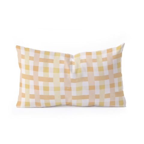 Menina Lisboa Yellow Pink Gingham Oblong Throw Pillow