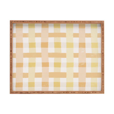 Menina Lisboa Yellow Pink Gingham Rectangular Tray