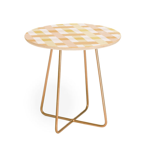 Menina Lisboa Yellow Pink Gingham Round Side Table