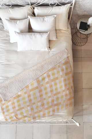 Menina Lisboa Yellow Pink Gingham Fleece Throw Blanket