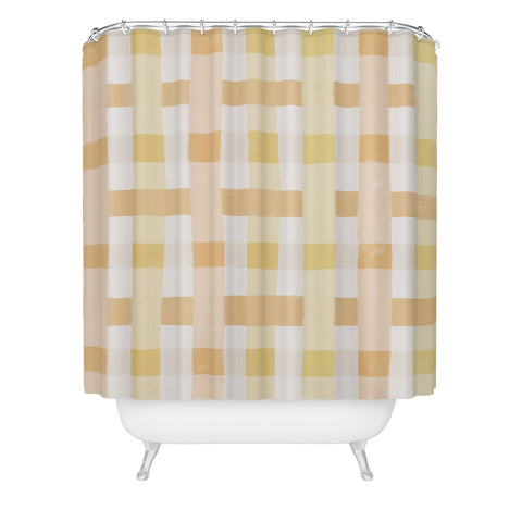 Menina Lisboa Yellow Pink Gingham Shower Curtain