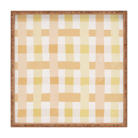 Menina Lisboa Yellow Pink Gingham Square Tray