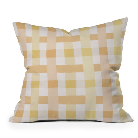 Menina Lisboa Yellow Pink Gingham Throw Pillow