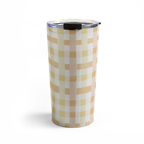 Menina Lisboa Yellow Pink Gingham Travel Mug