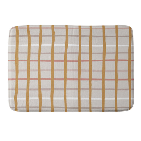Menina Lisboa Yellow Pink Stripes Memory Foam Bath Mat