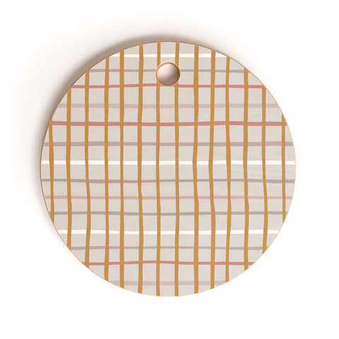 Menina Lisboa Yellow Pink Stripes Cutting Board Round