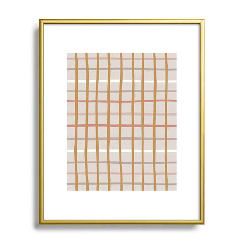 Menina Lisboa Yellow Pink Stripes Metal Framed Art Print