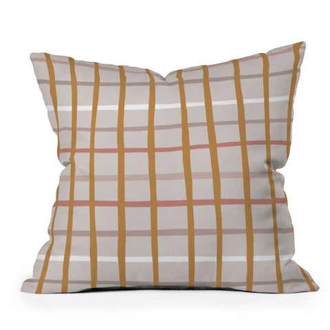 Menina Lisboa Yellow Pink Stripes Outdoor Throw Pillow