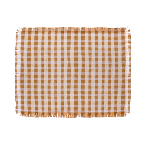 Menina Lisboa Yellow Pink Vichy Throw Blanket