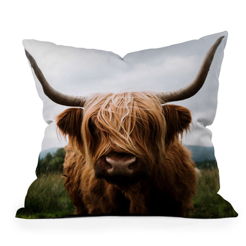 Michael Schauer Scottish Highland Cattle Outdoor Throw Pillow