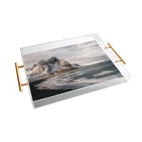 Michael Schauer Stokksnes Icelandic Mountain Beach Sunset Acrylic Tray