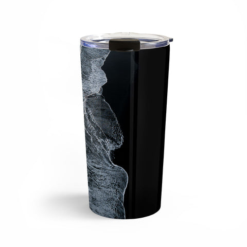 Michael Schauer Waves on a black sand beach Travel Mug